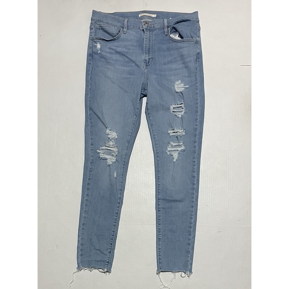Levi's 720 Denim Jeans Women Size 31 X 28 High Rise Super Skinny Distressed Blue